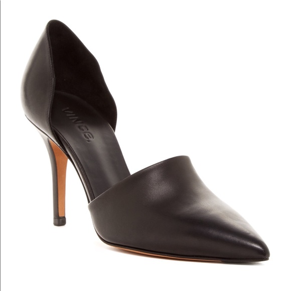 Vince Shoes - Vince Claire d'Orsay Black Leather Pump Heels